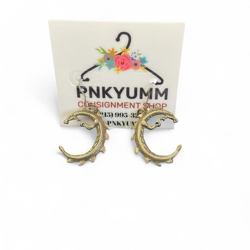 Gold shark earrings sharkweek summer